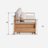 Natural oak lounge sofa bed with spacious seat cushion and comfortable back pillows