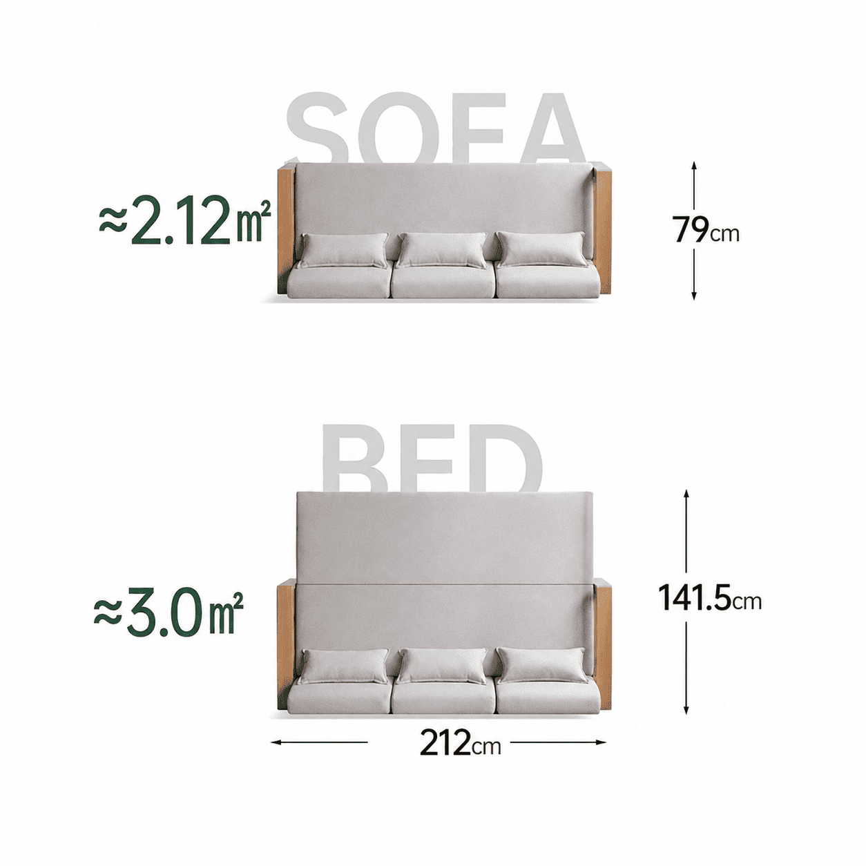 Hyogo Natural Solid Oak Sofa Bed