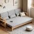 Solid oak daybed sofa with beige cushions for compact living rooms and multifunctional spaces