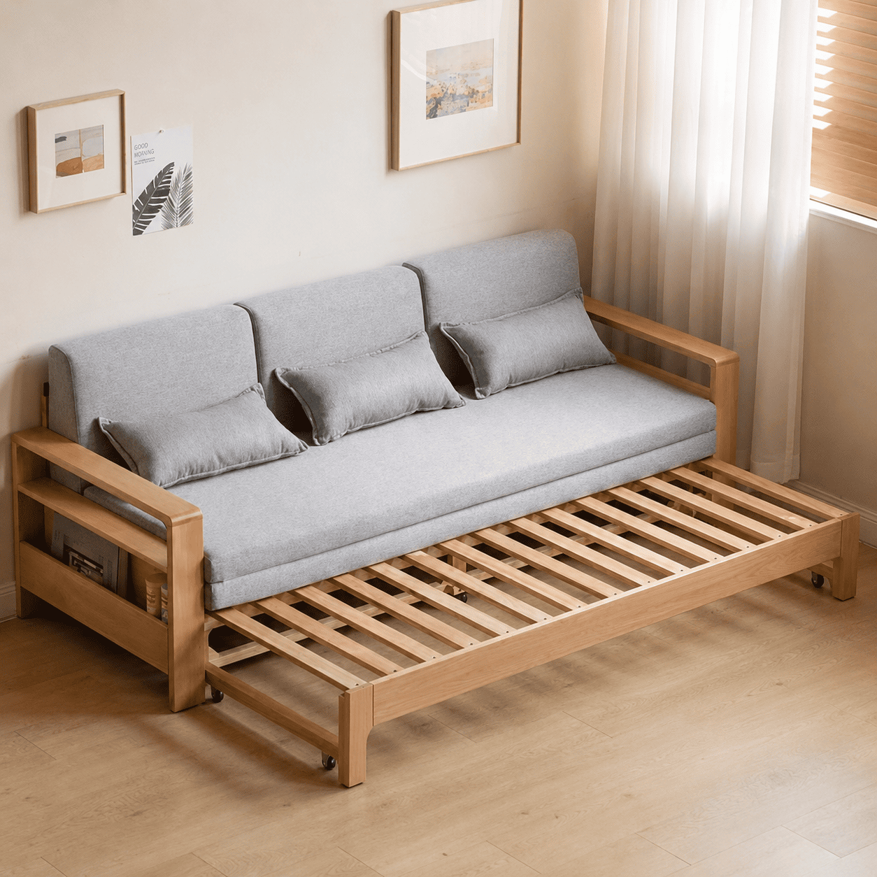 Hyogo Natural Solid Oak Sofa Bed
