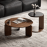 Jelling solid oak coffee table set in walnut colour with round coffee table and matching side table