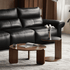 Jelling round oak coffee table and side table set with curved legs and dark side tabletop