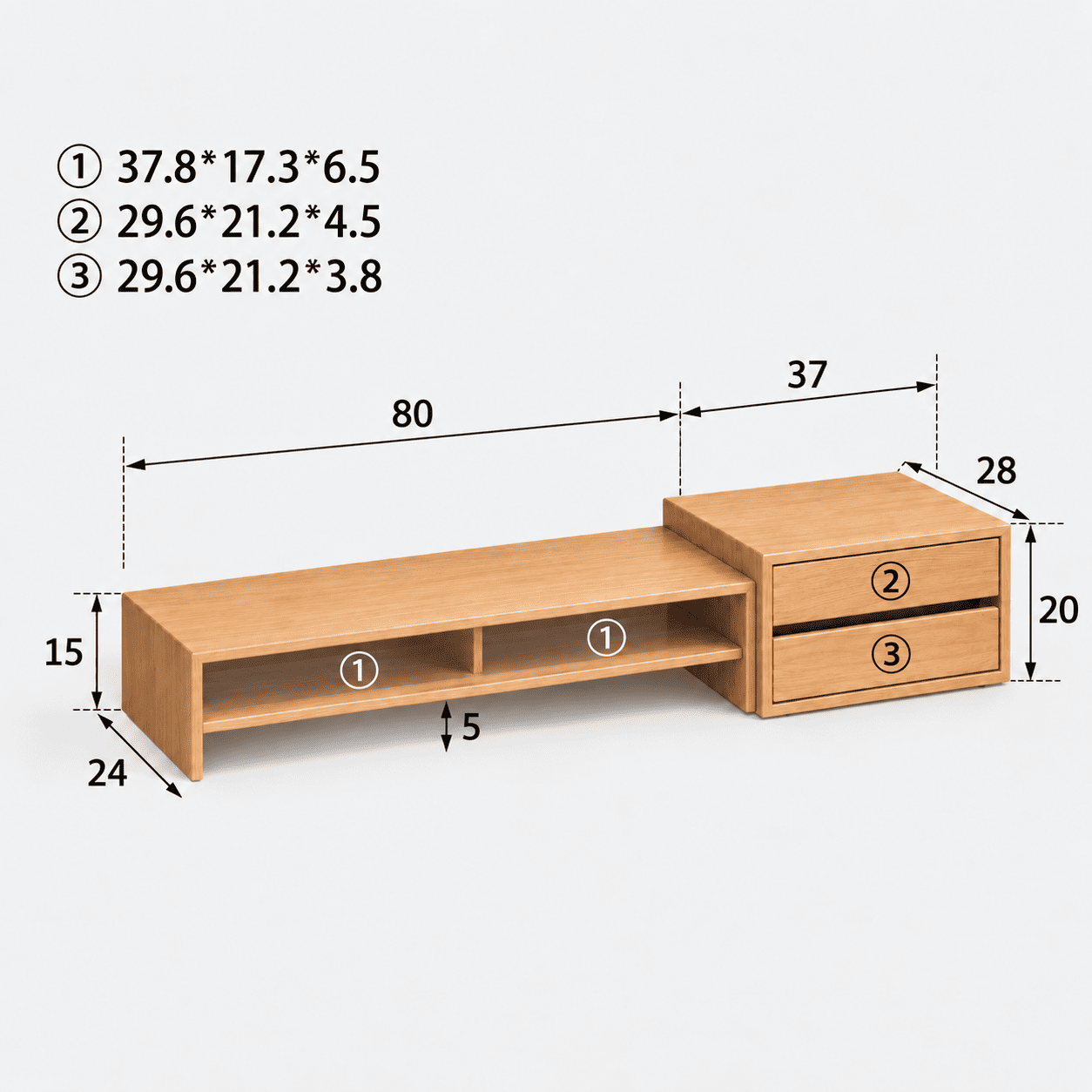 Joliet Natural Solid Beech Monitor Shelf