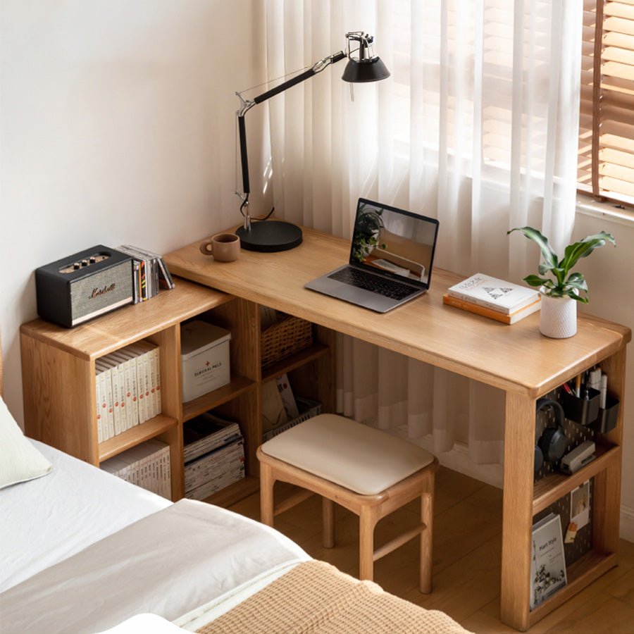 Kalana Natural Solid Oak Extending Corner Desk | Oak Furniture Store