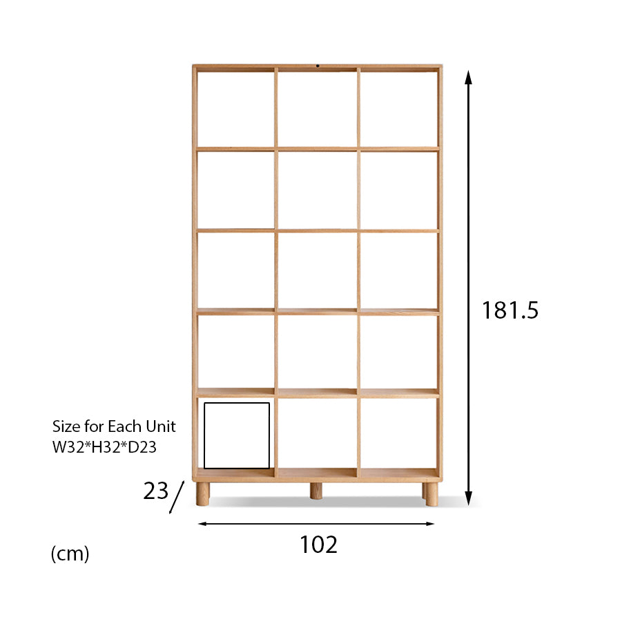 Kasai Natural Solid Oak Bookcase / Display Shelves