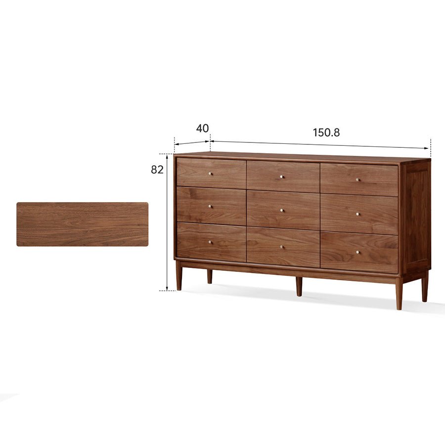 Kearny Solid Walnut Chest of 9 Drawers