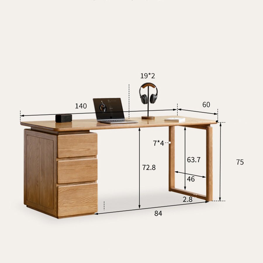 Kemberg Natural Solid Ash Writing Desk with Drawers | Oak Furniture Store