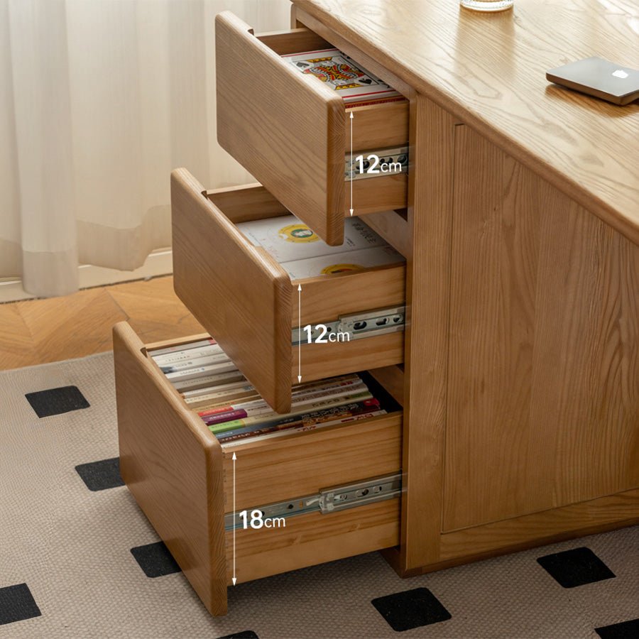 Kemberg Natural Solid Ash Writing Desk with Drawers | Oak Furniture Store