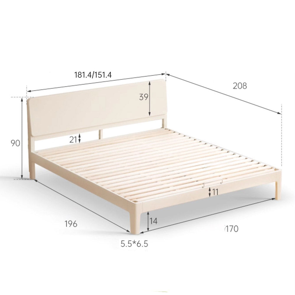 Kemi Cream Rubber Wood Painted Bed Frame