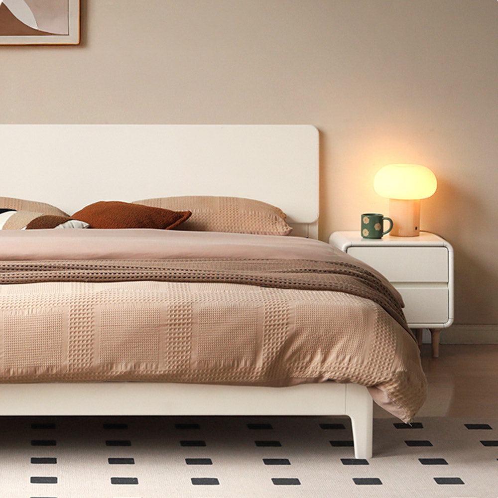 Kemi Cream Rubber Wood Painted Bed Frame