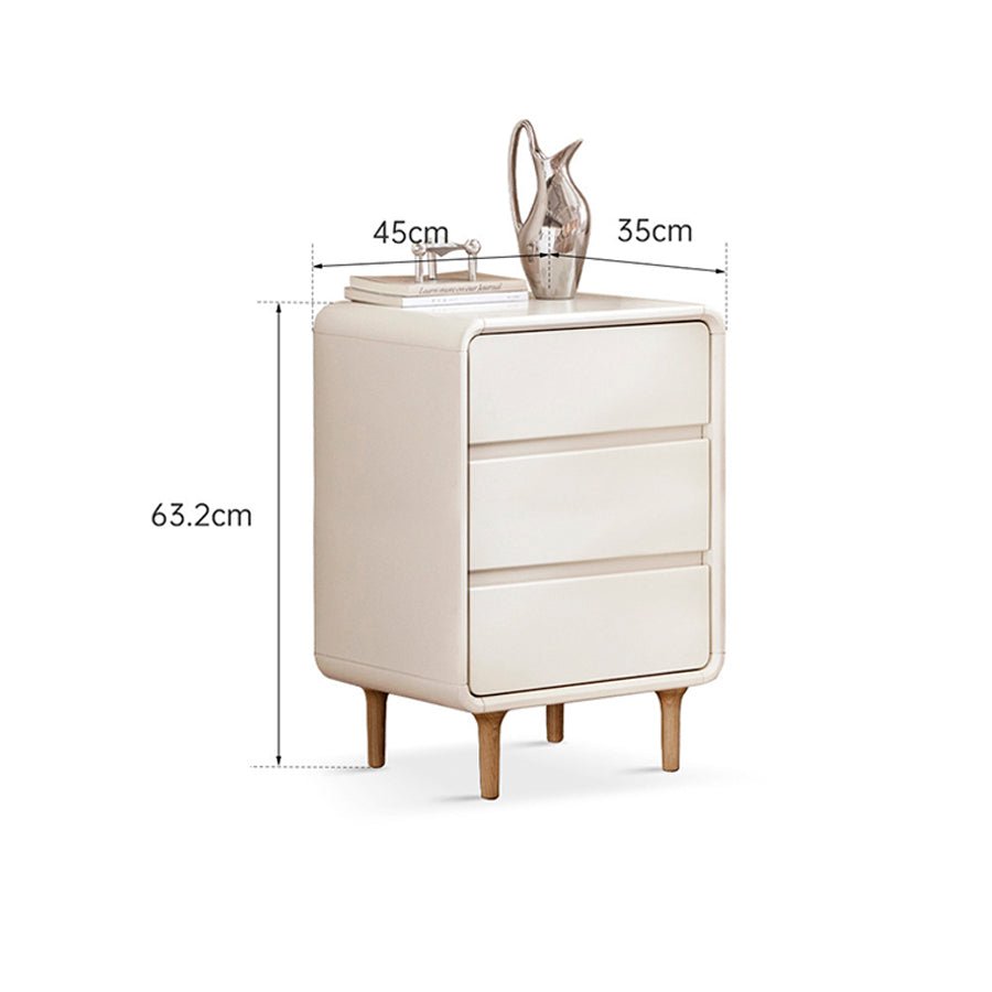 Kemi Cream Rubber Wood Painted Bedside Table - Oak Furniture Store