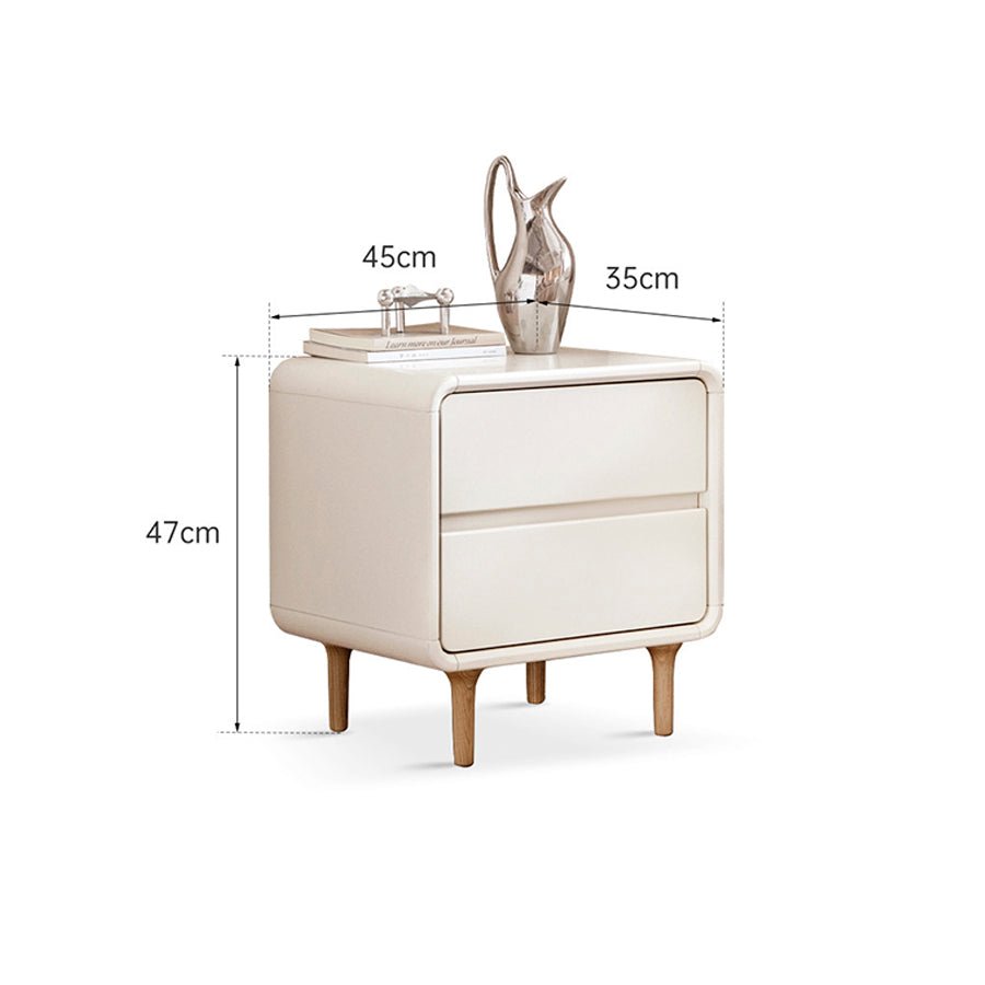 Kemi Cream Rubber Wood Painted Bedside Table - Oak Furniture Store