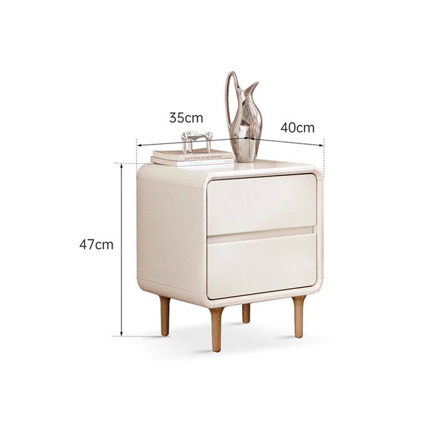 Kemi Cream Rubber Wood Painted Bedside Table - Oak Furniture Store
