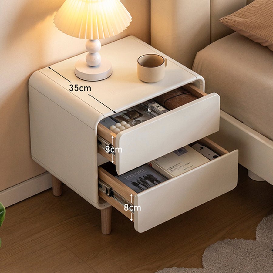 Kemi Cream Rubber Wood Painted Bedside Table - Oak Furniture Store