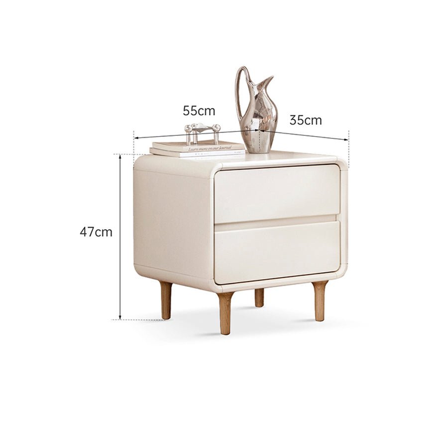 Kemi Cream Rubber Wood Painted Bedside Table - Oak Furniture Store