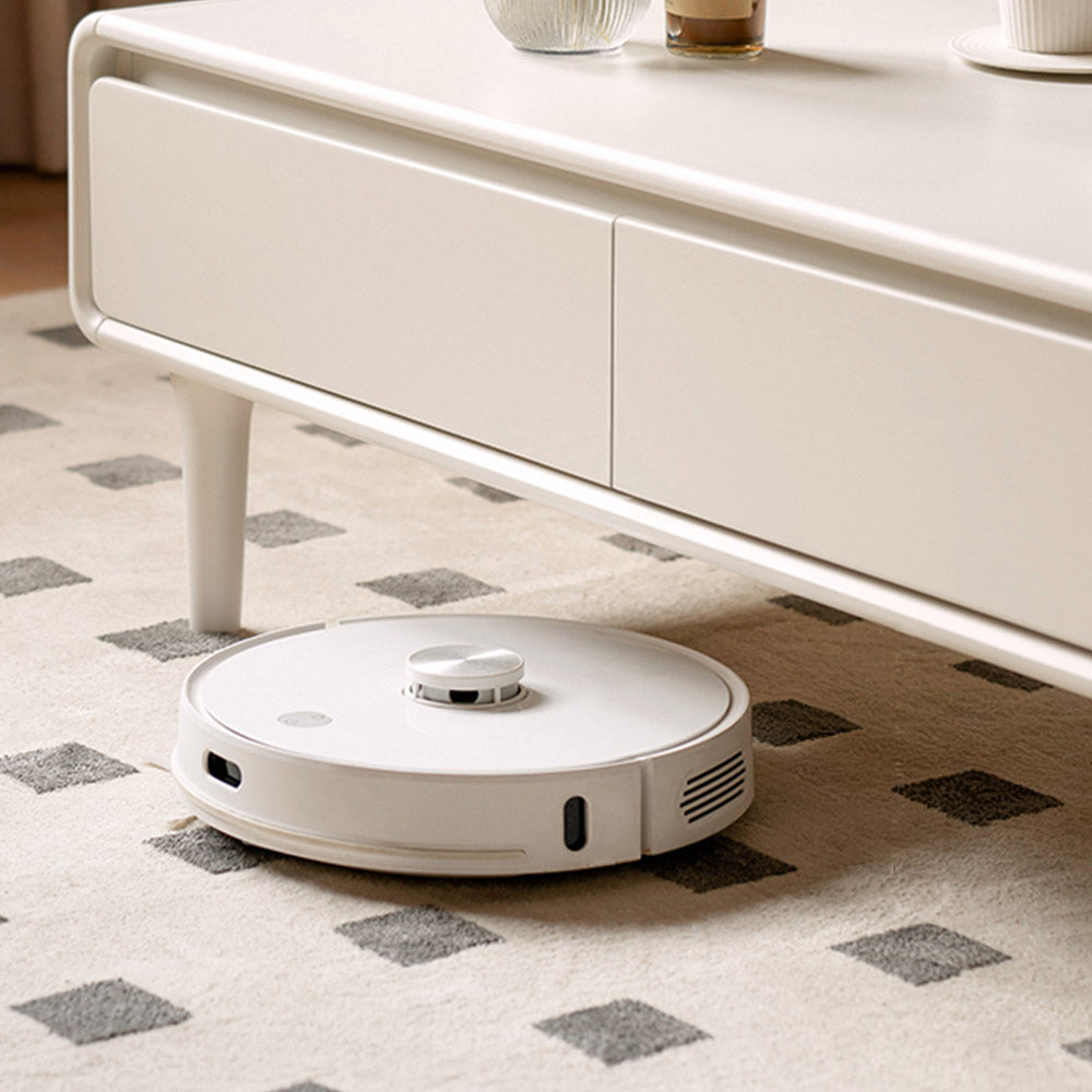 Kemi Cream Solid Rubber Wood Painted Coffee Table