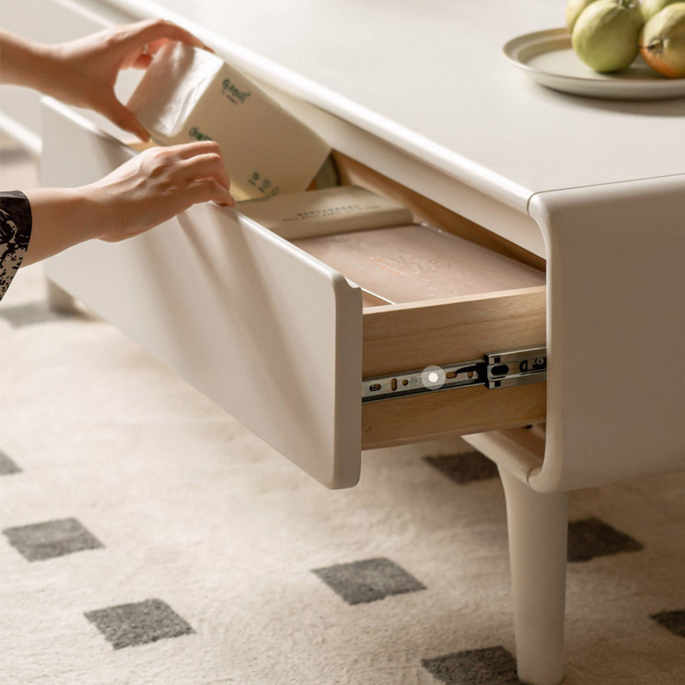 Kemi Cream Solid Rubber Wood Painted Coffee Table