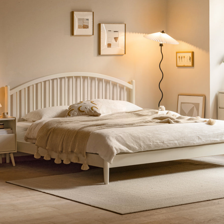 Kemi Cream Tulip Poplar Painted Harp Bed Frame