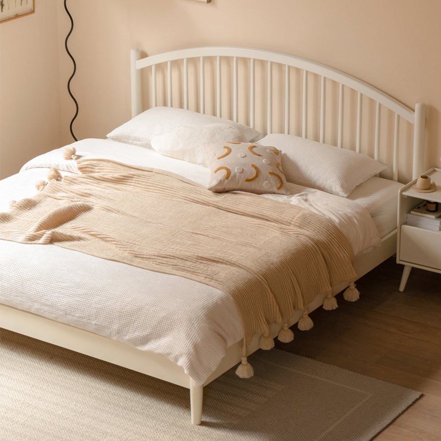 Kemi Cream Tulip Poplar Painted Harp Bed Frame