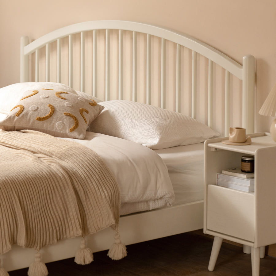 Kemi Cream Tulip Poplar Painted Harp Bed Frame