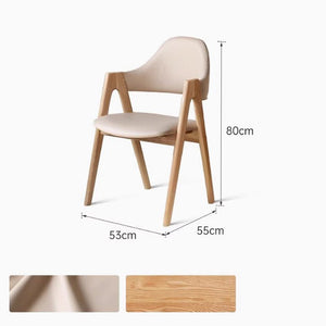 Kidal Natural Solid Oak Dining Chair with Engineered Leather Pad - Oak Furniture Store