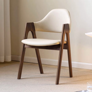 Kidal Natural Solid Walnut Dining Chair with Leather Pad - Oak Furniture Store