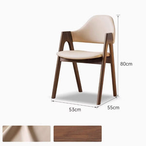 Kidal Natural Solid Walnut Dining Chair with Leather Pad - Oak Furniture Store