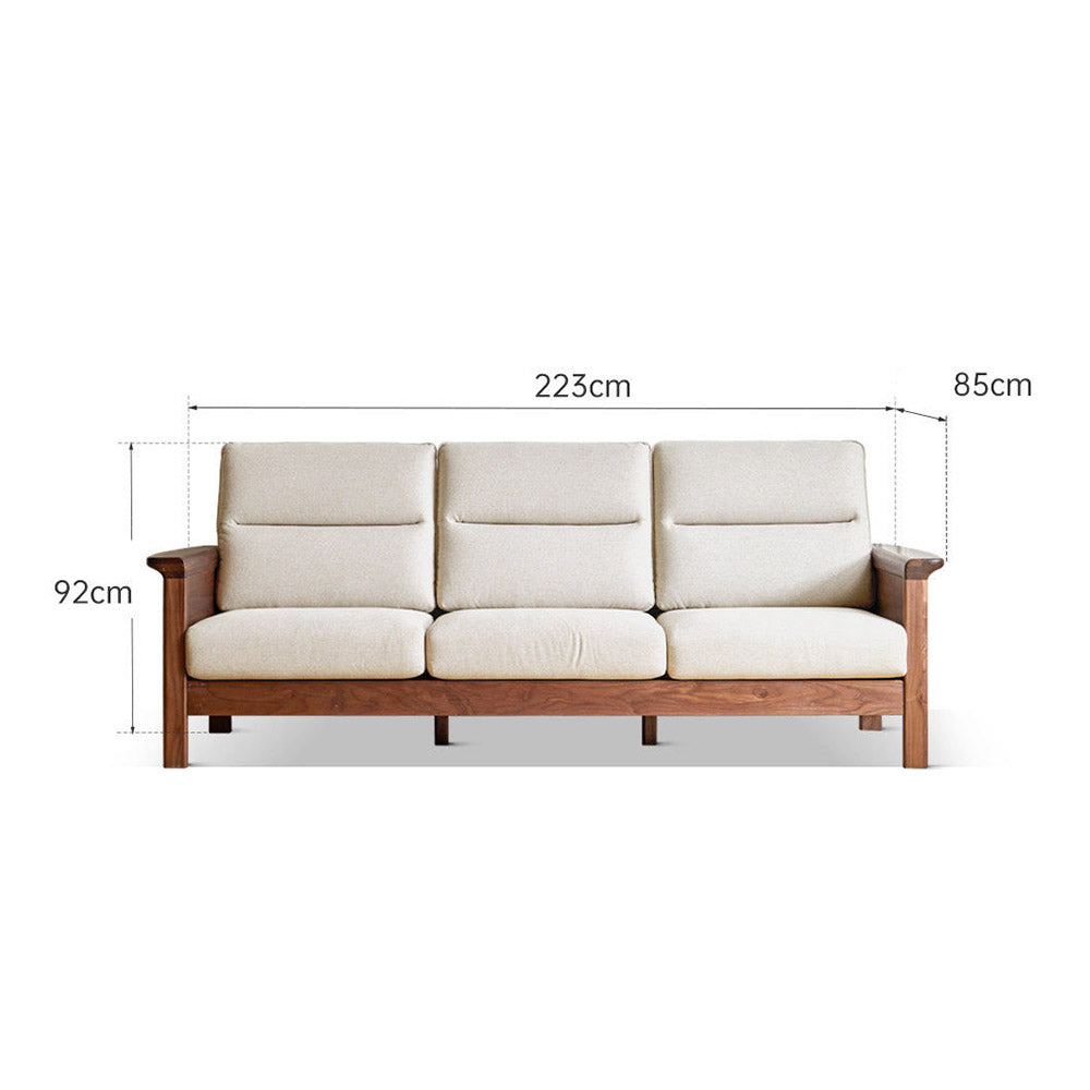 Kloten Natural Solid Walnut Sofa