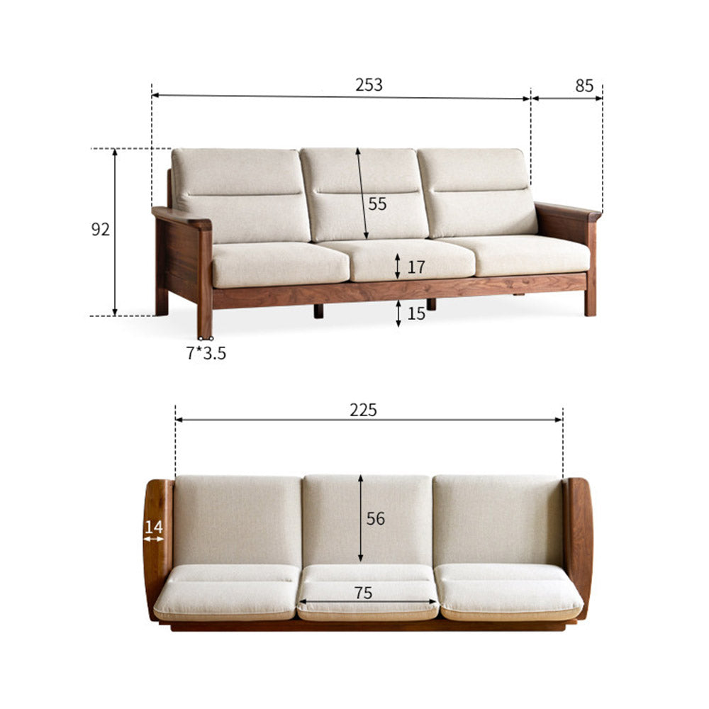 Kloten Natural Solid Walnut Sofa