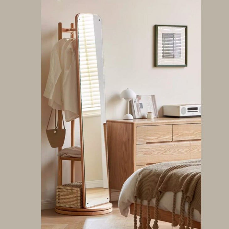Koli Natural Solid Oak Dress Mirror Rack - Oak Furniture Store