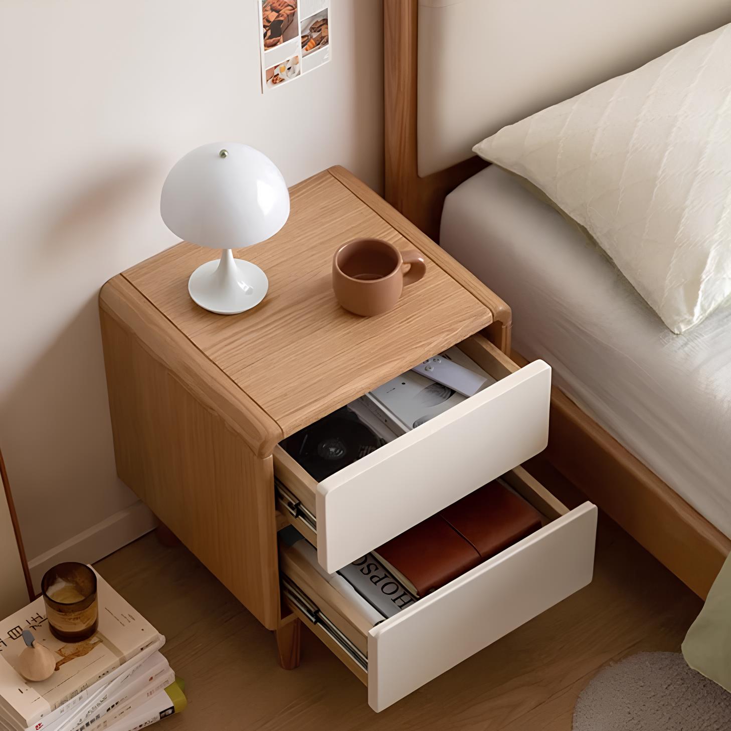 Korge Natural Solid Oak Bedside Table | Oak Furniture Store