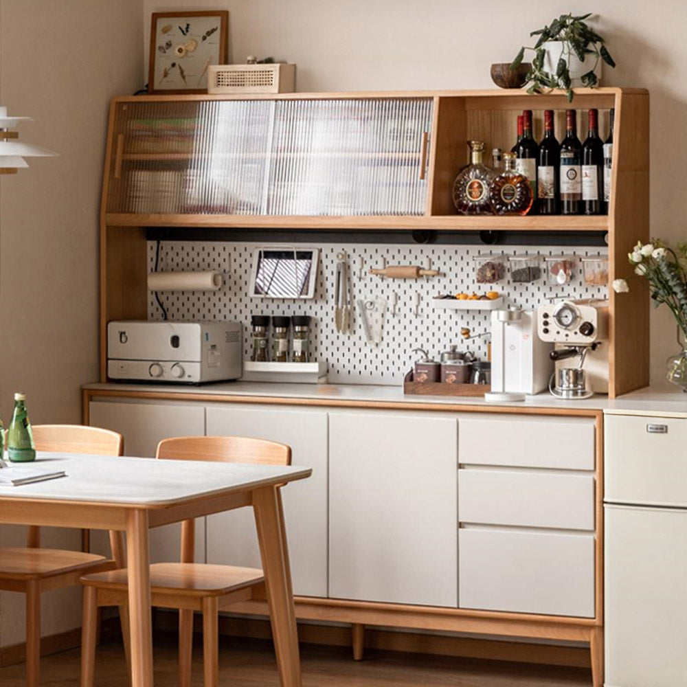Korge Solid Beech Sideboard with Hutch Dresser Top