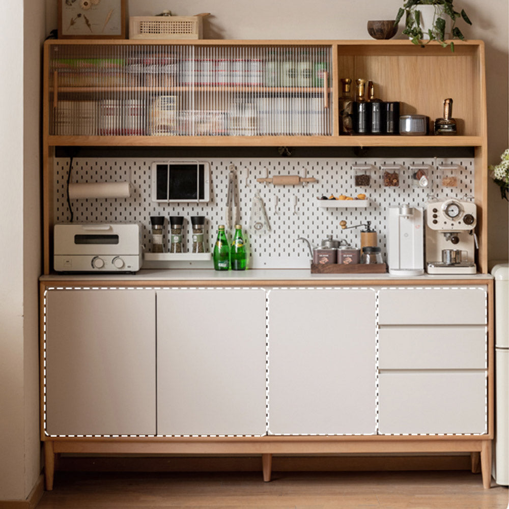 Korge Solid Beech Sideboard with Hutch Dresser Top