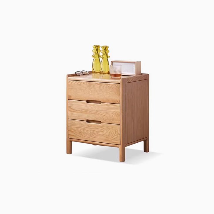 Kusel Natural Solid Oak Bedside Table - Oak Furniture Store