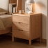 Kusel Natural Solid Oak Bedside Table with open drawers, showing spacious bedside storage and dovetail-style solid wood drawer construction.