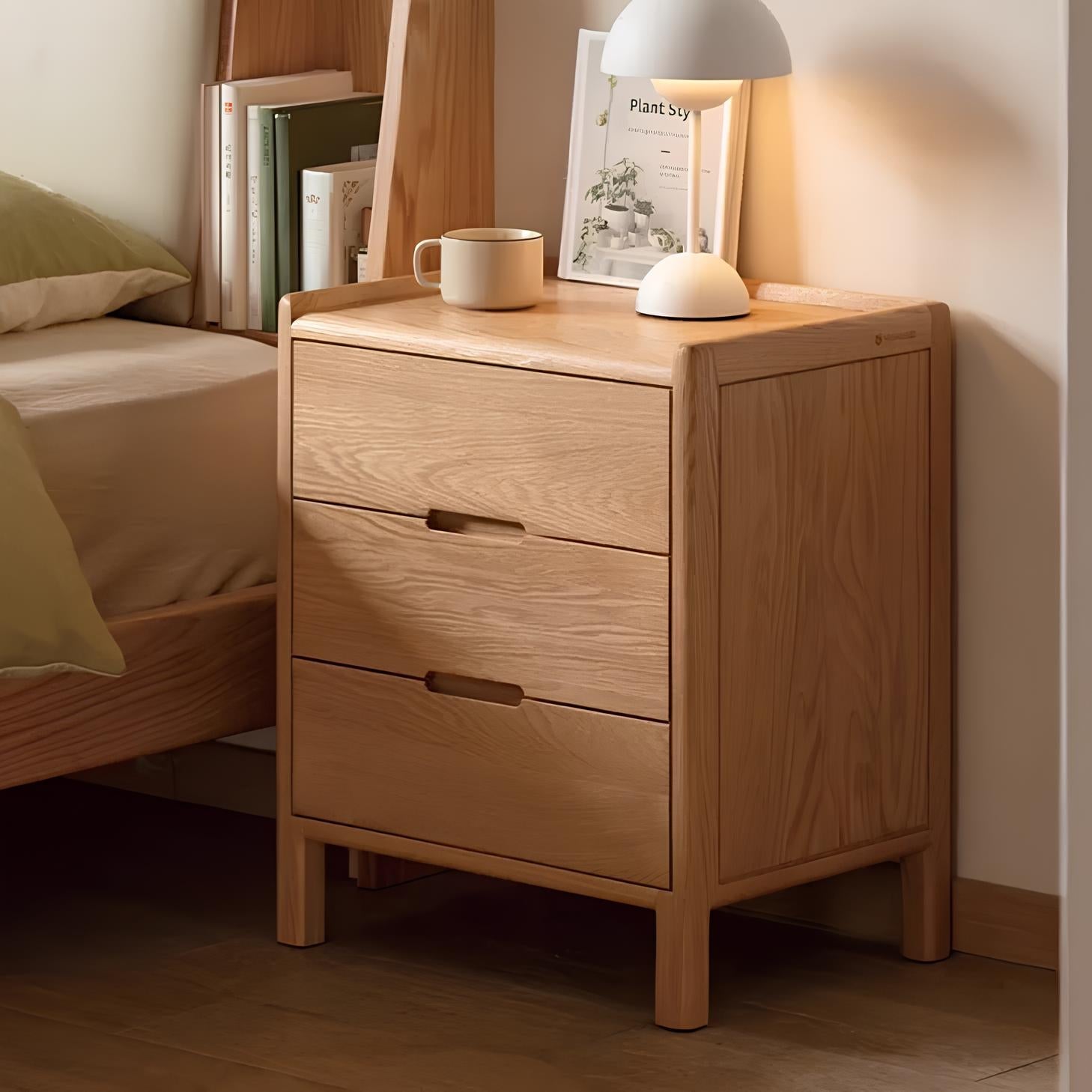 Kusel Natural Solid Oak Bedside Table | Oak Furniture Store