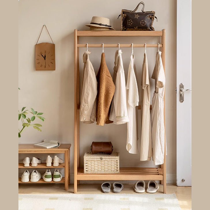 Lahti Natural Solid Oak Coat Rack - Oak Furniture Store
