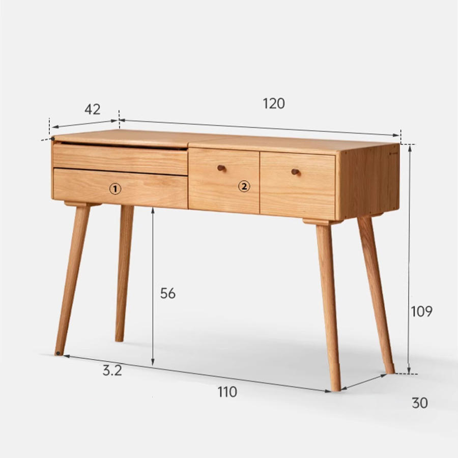 Laitala Natural Solid Oak Flip-Top Dressing Table