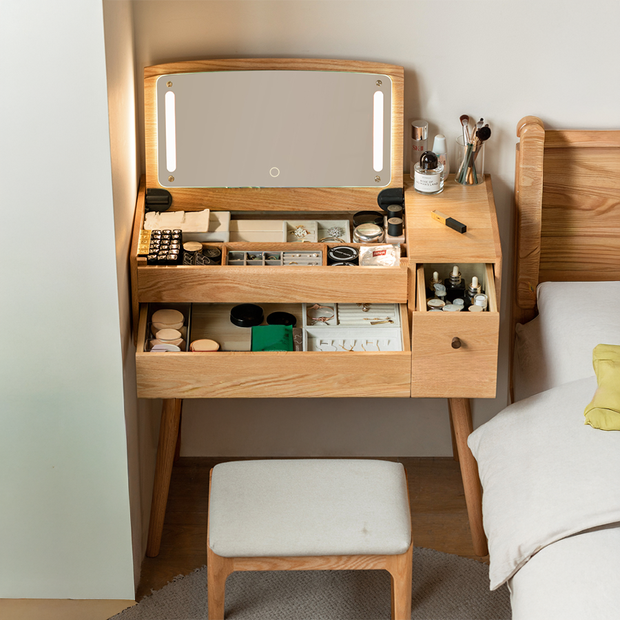Laitala Natural Solid Oak Flip-Top Dressing Table