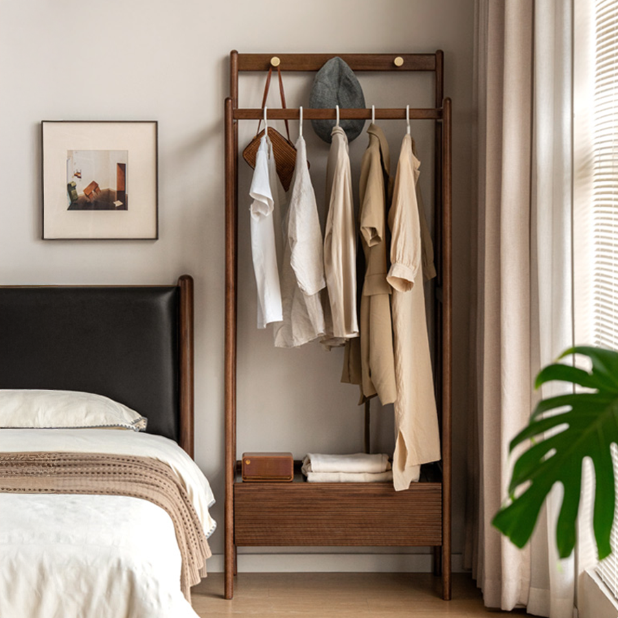 Lanester Natural Solid Walnut Coat Rack