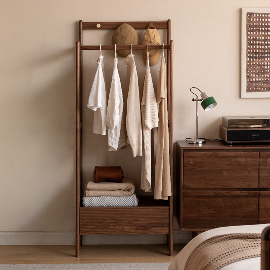 Lanester Natural Solid Walnut Coat Rack