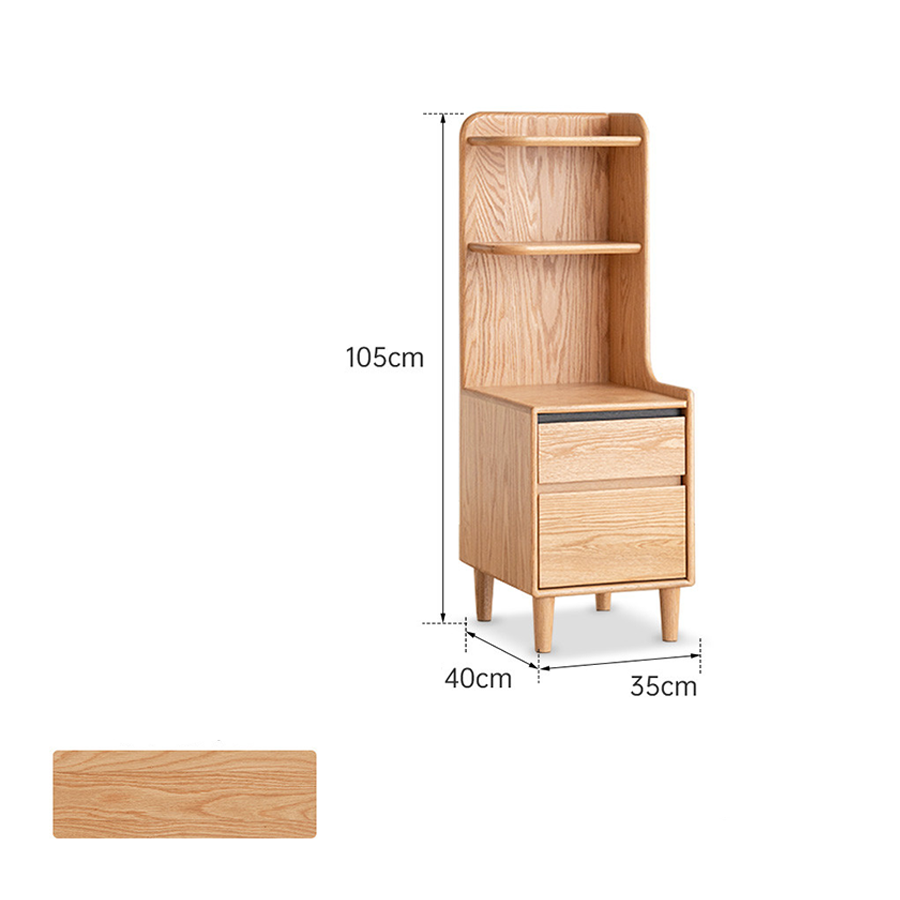 Lannion Natural Solid Oak Bedside Table with Hutch