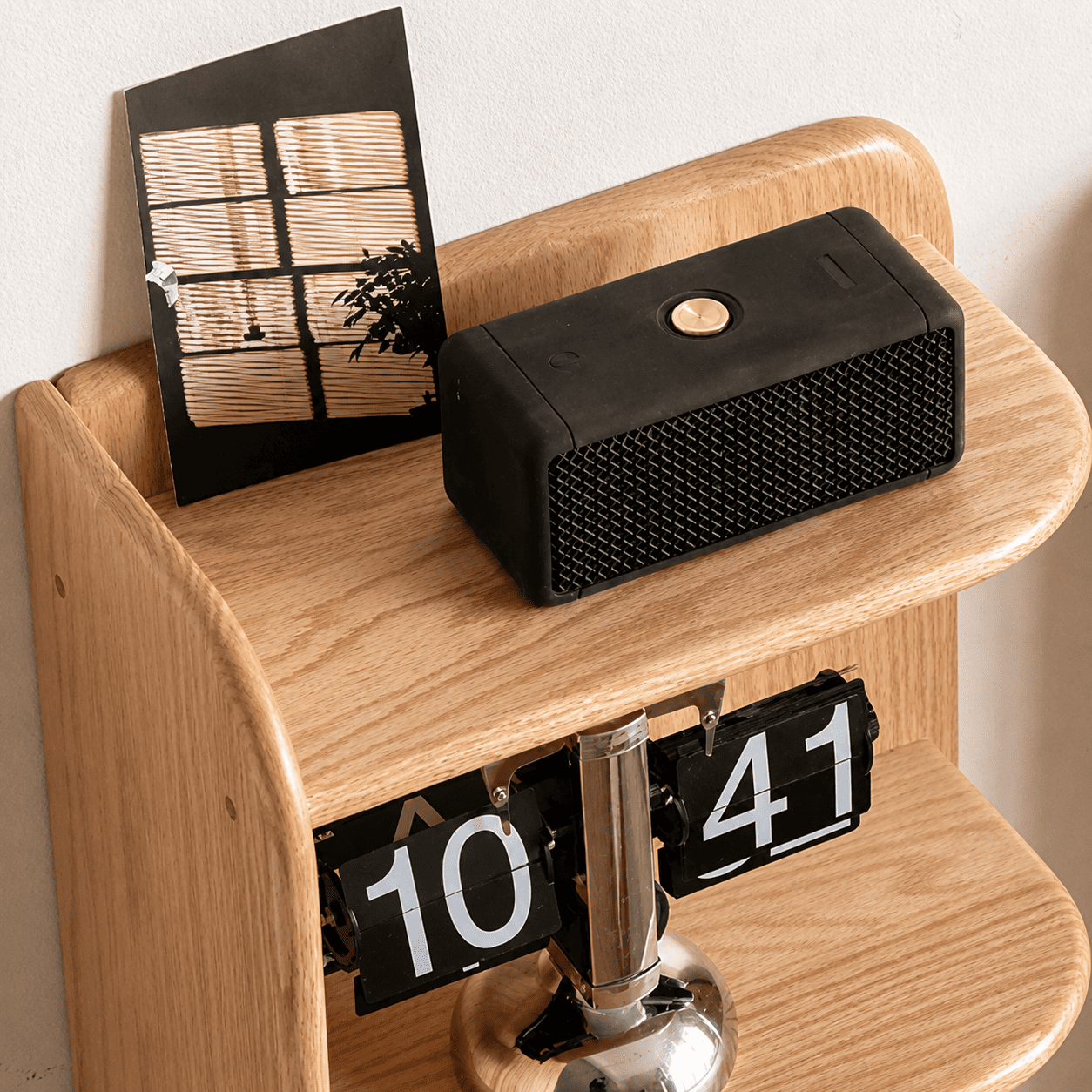 Lannion Natural Solid Oak Bedside Table with Hutch
