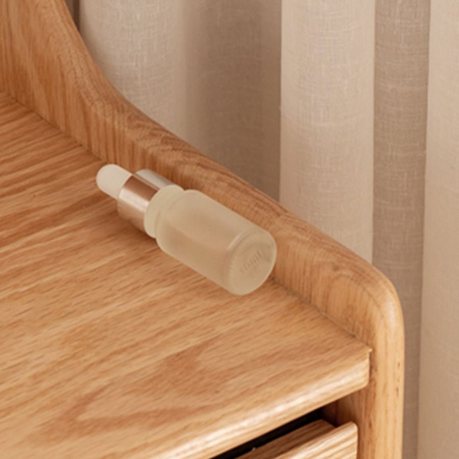 Lannion Natural Solid Oak Bedside Table with Hutch