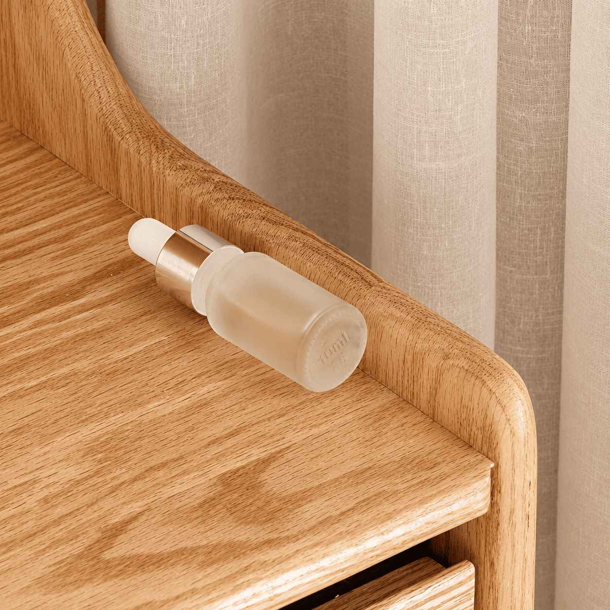 Lannion Natural Solid Oak Bedside Table with Hutch