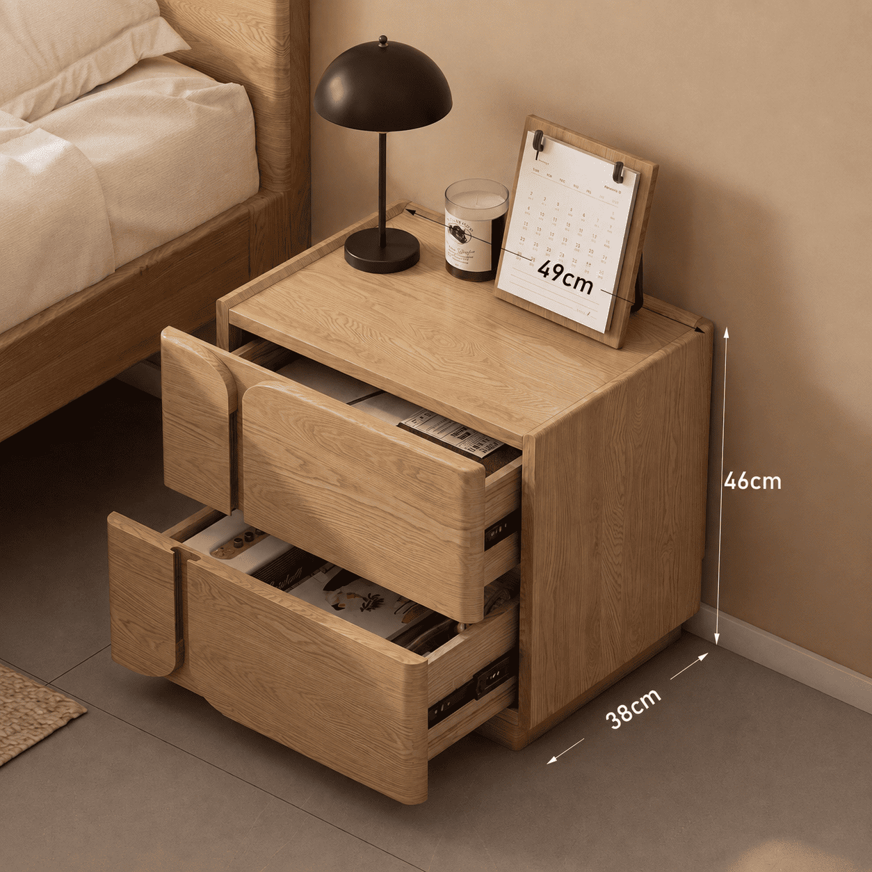 Laredo Natural Solid Ash Bedside Table