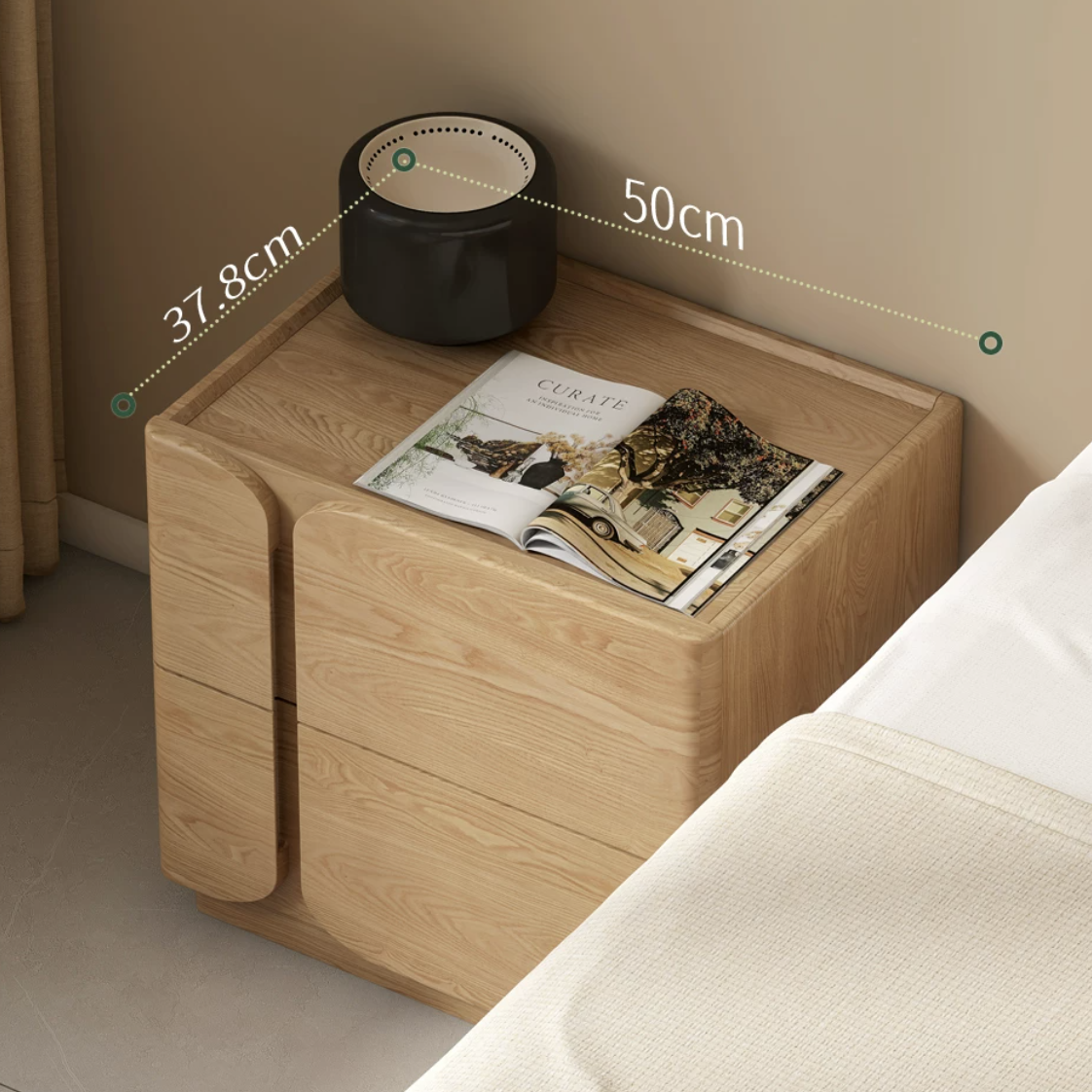 Laredo Natural Solid Ash Bedside Table