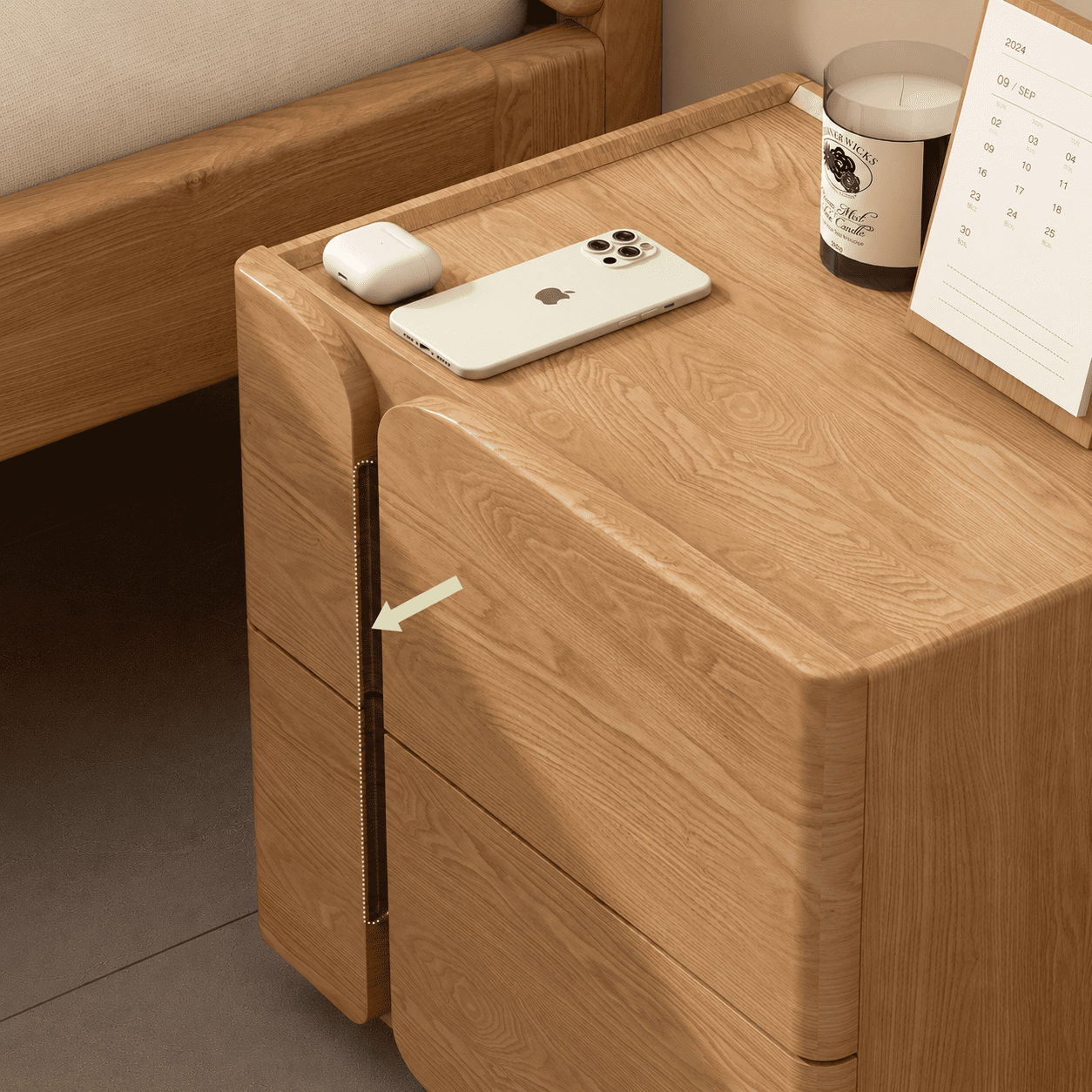 Laredo Natural Solid Ash Bedside Table