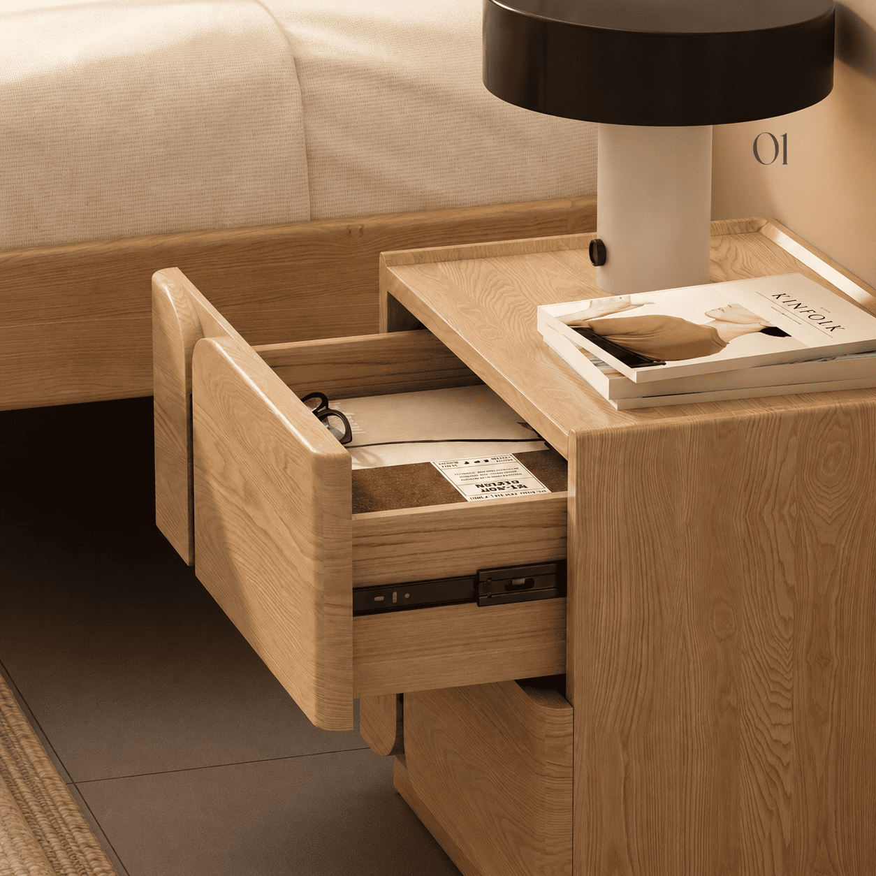 Laredo Natural Solid Ash Bedside Table