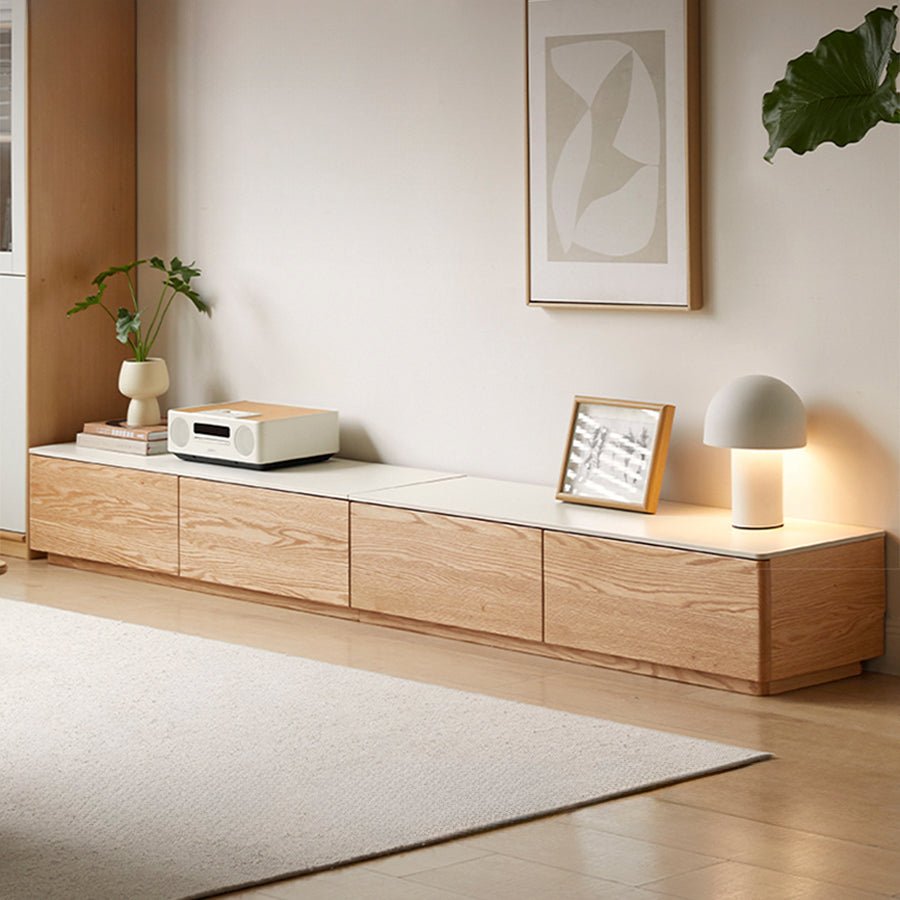 Larra Solid Oak Floor Standing Entertainment Unit with Ceramic Top | Oak Furniture Store